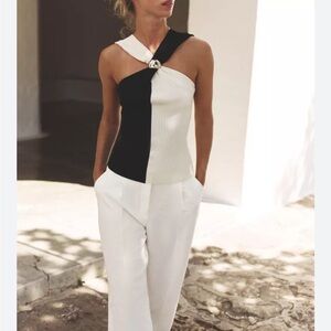 ZARA HALTER TOP KNIT WITH EMBROIDERY -